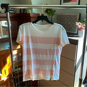 American Eagle - Short Sleeve Tee; Pink/White, S